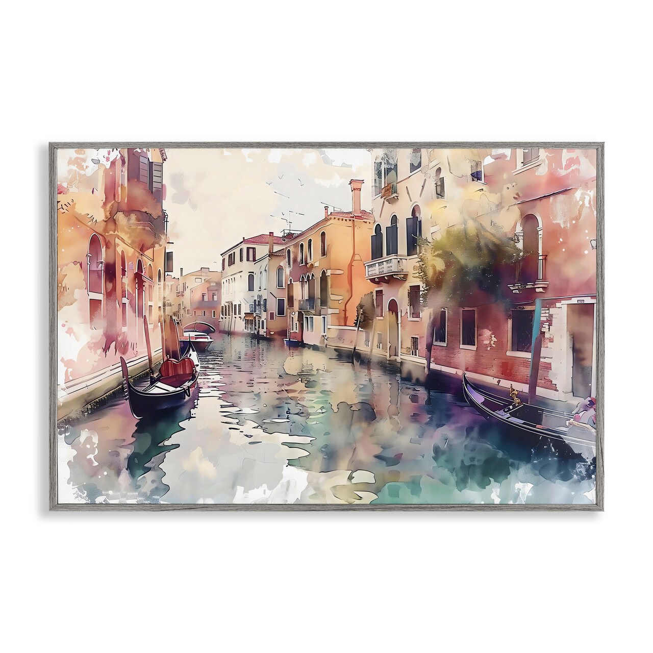 Stupell Industries Venice Canal Watercolor Style Framed Giclee, design by LSR Creative Studio